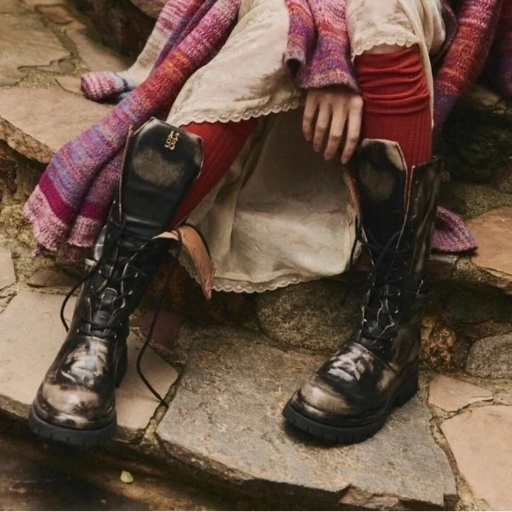 Free People A.S.98 Donovan Lace-Up Boots Womens 38 Combat Punk Grunge Y2K